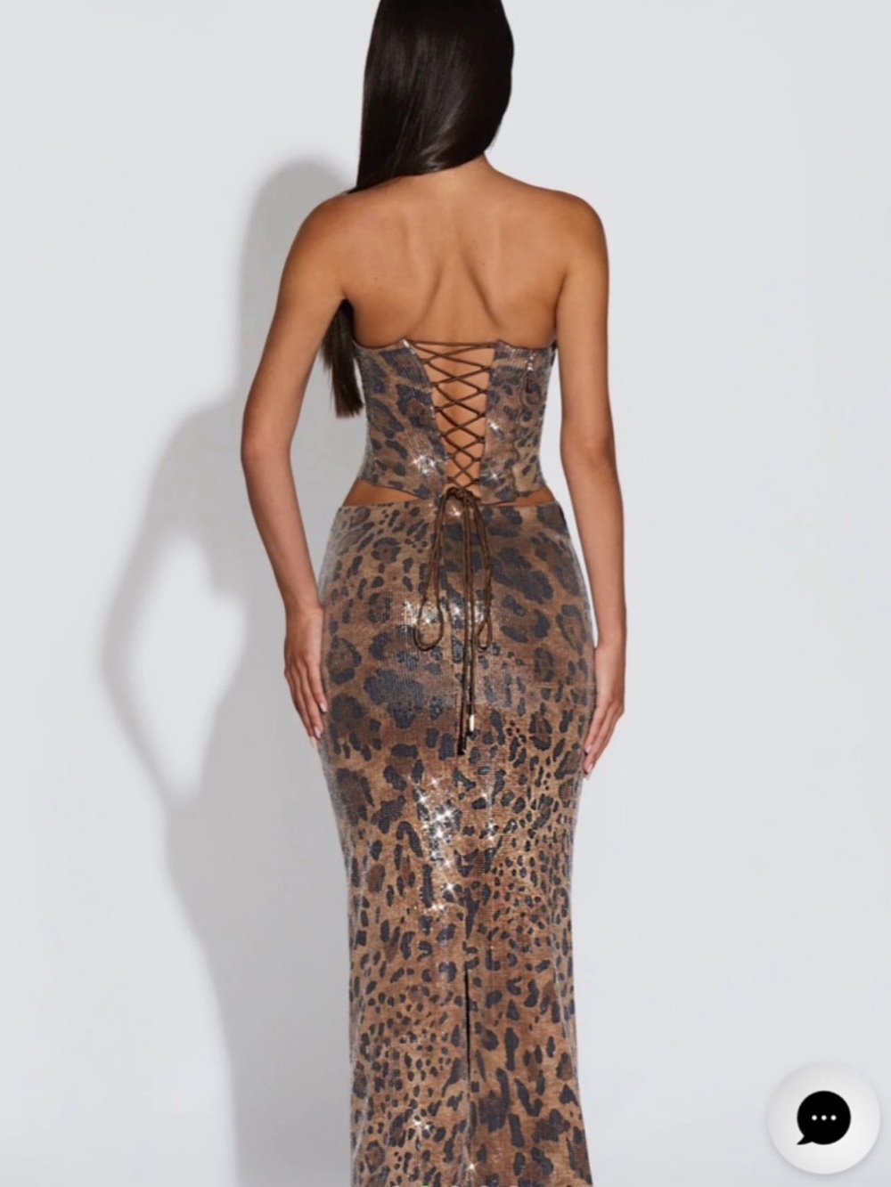 NWT Babyboo Fashion Sequin Leopard Print Maxi Skirt & Tank Set - Small - Picture 2 of 16